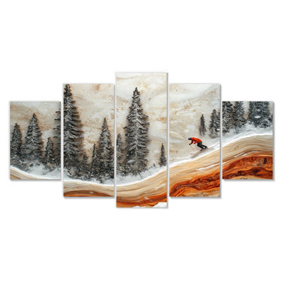 Cristal de ski dans un paysage d'hiver I - art mural ski - art mural moderne sur toile en losange