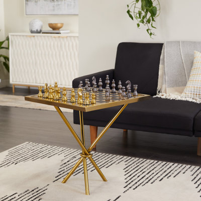 Aluminum Metal Table Chess Decor Game Set