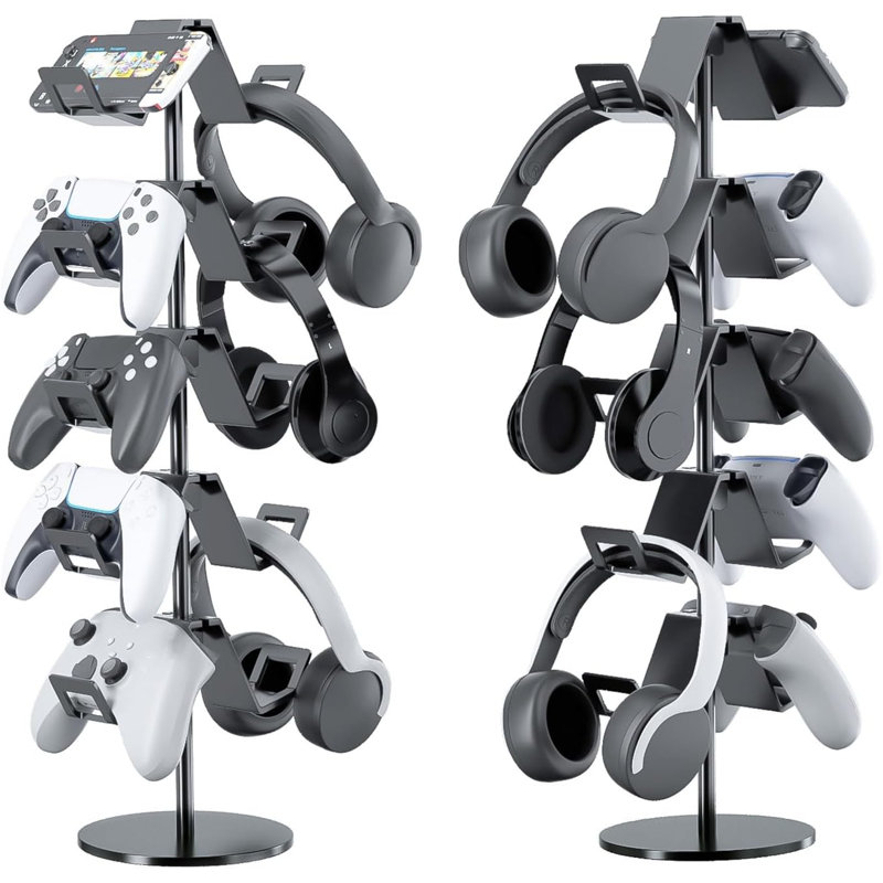 Controller Stand,5 Tier Controller Headphone Holder For Universal Headsets And Controllers,Black,1 Pack
