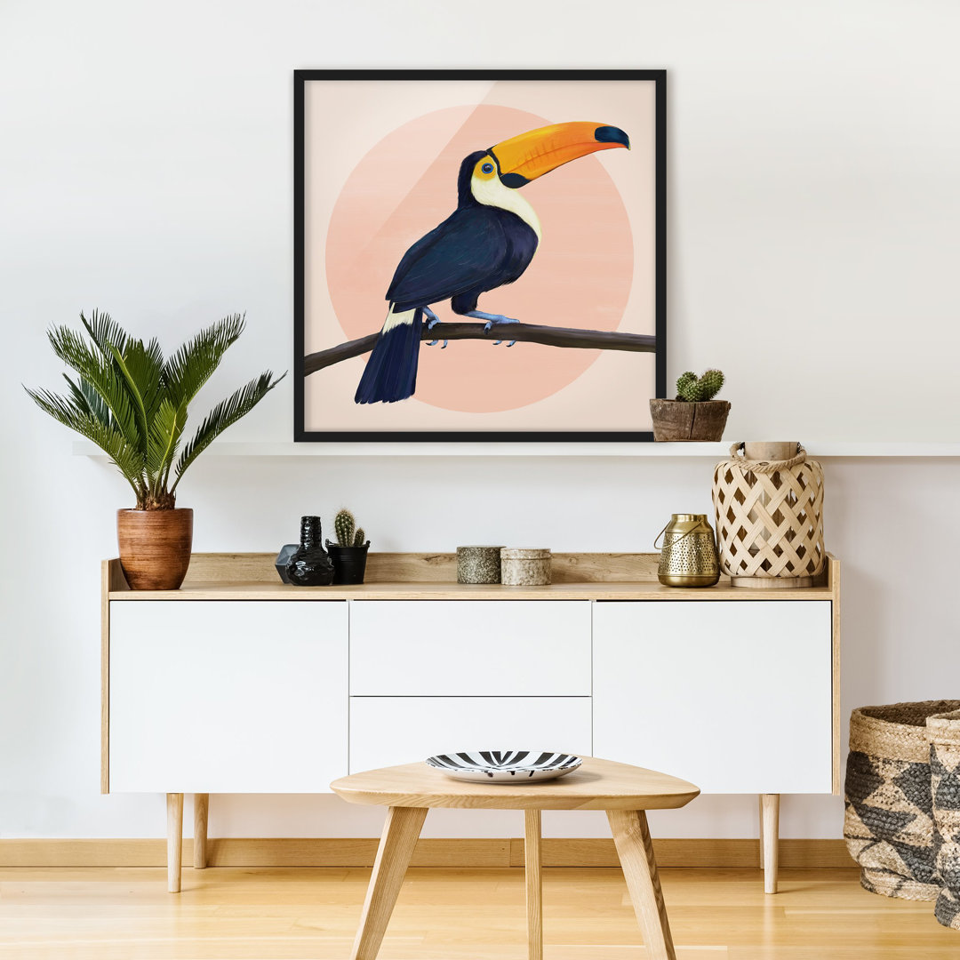 Gerahmtes Plakat-Illustrations-Vogel-Tukan-Pastell