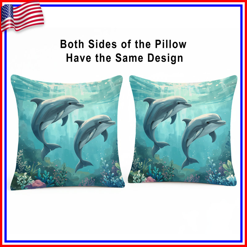 Coussins décoratifs Dolphins, 20 x 20 pouces