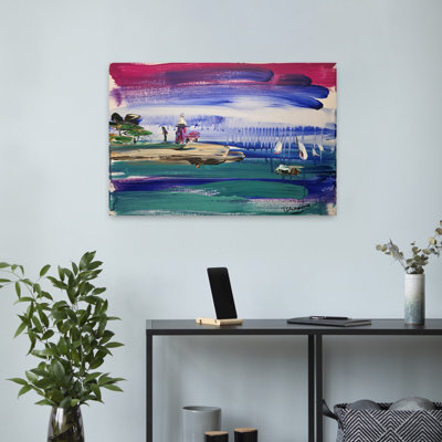 «Vibrant Coastal Waters», art mural abstrait contemporain coloré paysage côtier