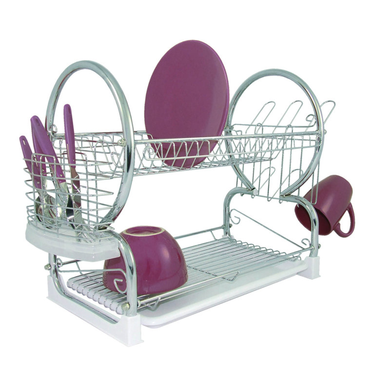 2 Tier Dish Drainer with Tray I, White