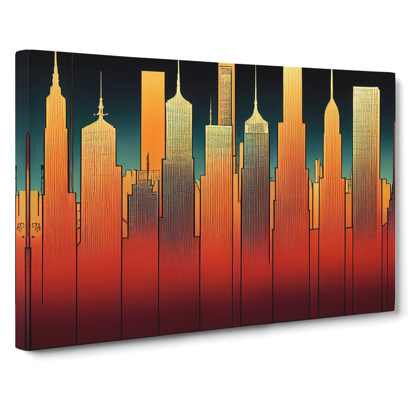 Retro New York Skyline - Wrapped Canvas, 35cm H x 50cm W x 3cm D