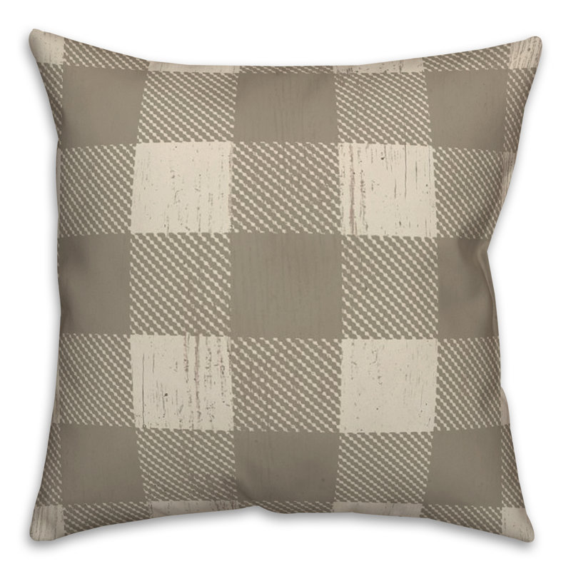 Checkered Throw Pillow, Brown