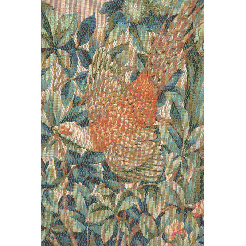 Pheasant And Doe Loom Woven Wall Hanging, 29" H x 50" W
