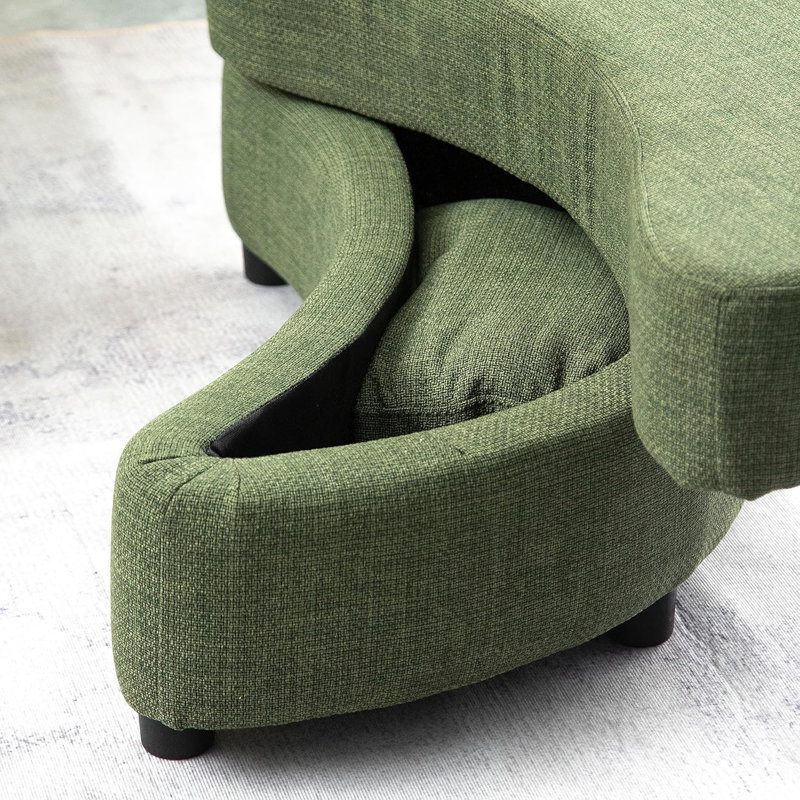 51.2" Oversized Recliner Chair Upholstered Sofa With Storage Ottoman, Green