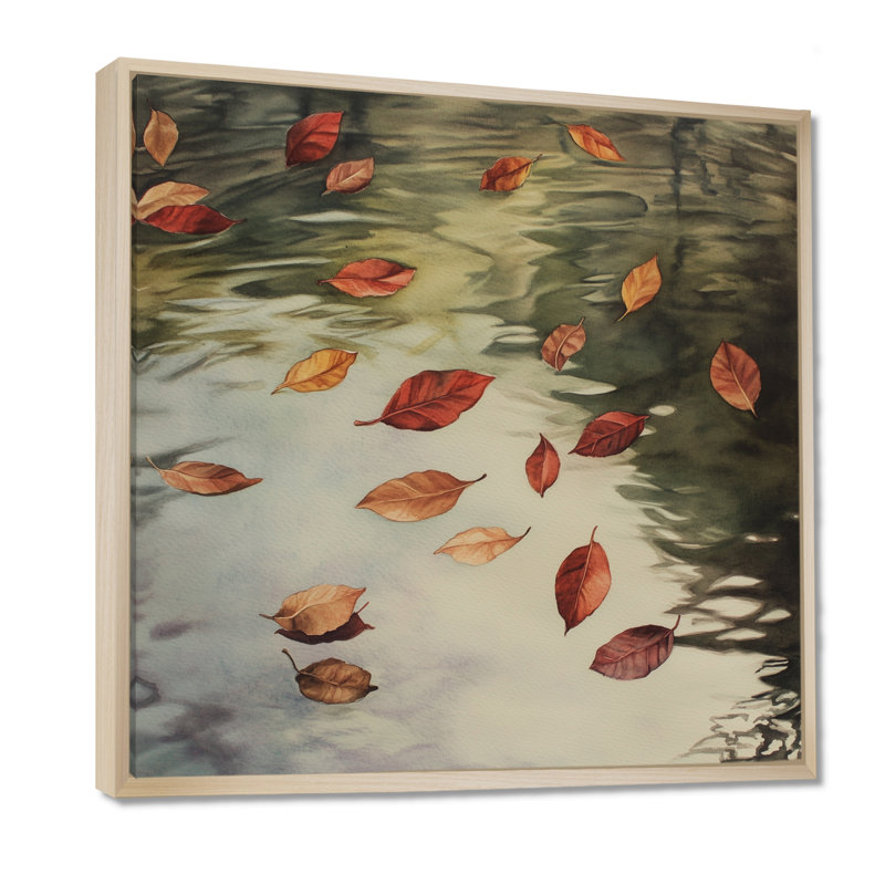 Art mural feuilles flottantes, toile Zen Water, Wilger, H 16 po x l 16 po, Cadre naturel flottant