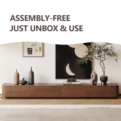 133.86" Brown Wooden Combination TV Stand with Storage, 6 Drawers