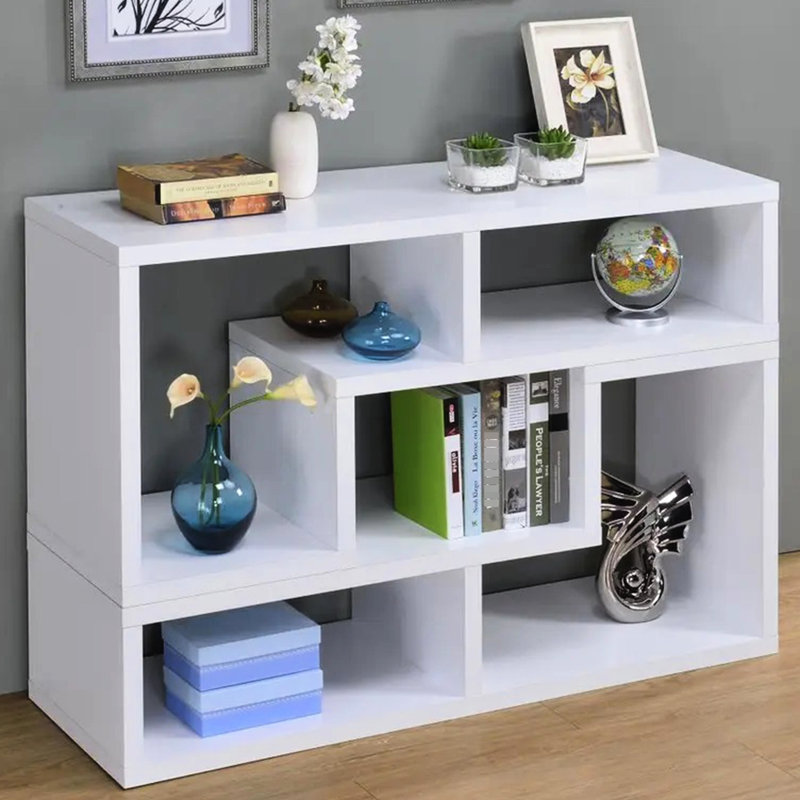 White Convertible Bookcase And Tv Holder - Versatile Geometric Concept, & Particle Board Desk Ample Storage,