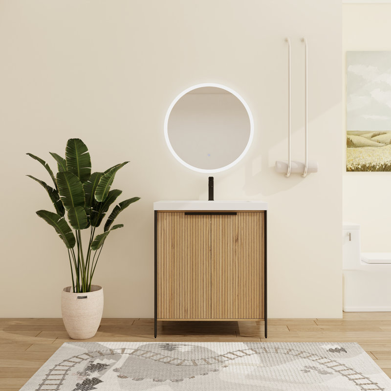 Gosby 30'' Free standing Single Bathroom Vanity With Resin Vanity Top, 30"