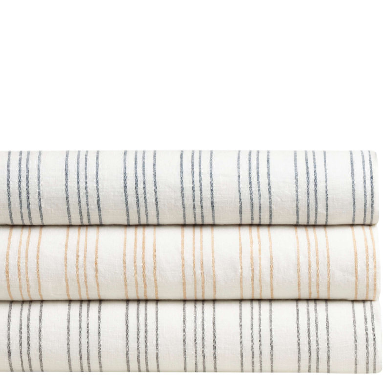 Lush Linen Stripe Duvet Cover, Slate Blue, Full/Queen Duvet Cover
