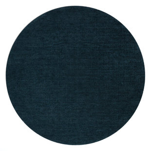 Rugs.com Boston Collection Rug – 5 Ft Round Blue Low-Pile Rug Perfect for  Kitchens, Dining Rooms