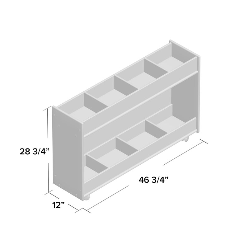 Natural Plywood Mobile Book Organizer with 8 Bins