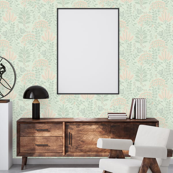 Flourish 10.05m x 53cm Wallpaper Roll, Green