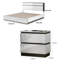 Ensemble de chambre à coucher grand lit, blanc, bois gris métallique, ensemble de 3 pièces avec 2 tables de chevet-130997580