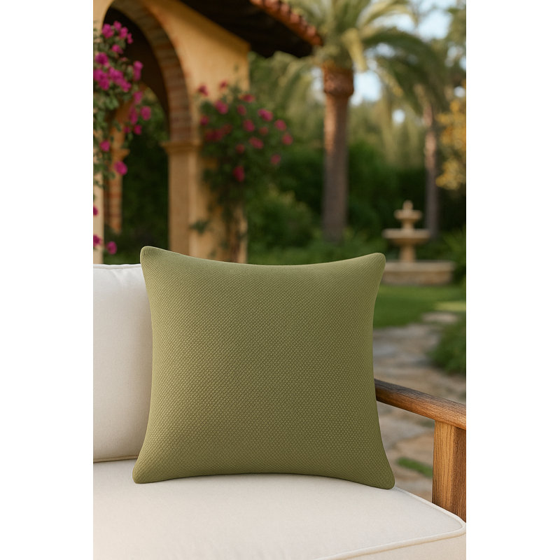 Tropical Teal Drift Weave Indoor Outdoor Pillow Cover 24x24, Pure Green, Square 20", Polyester