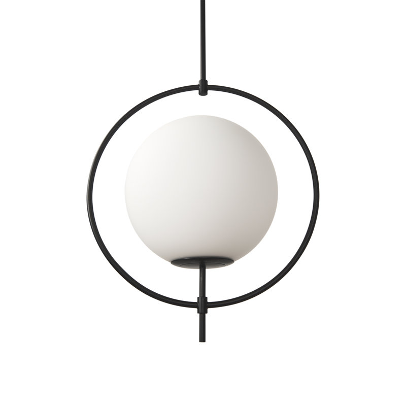 Luminaire suspendu sphère 1 lumière Meredi, Noir mat