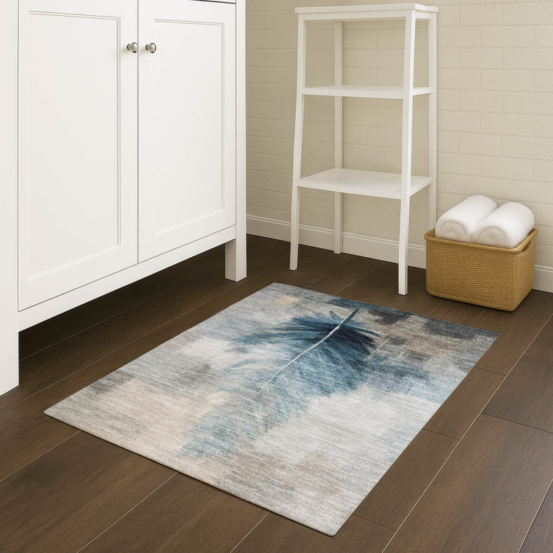 Machine Washable Indoor/Outdoor Chantille ACN2745 Botanical Rug, 1'8" x 2'6", Teal