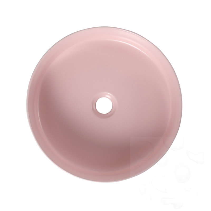 Ceramic Circular Bathroom Sink, Pink