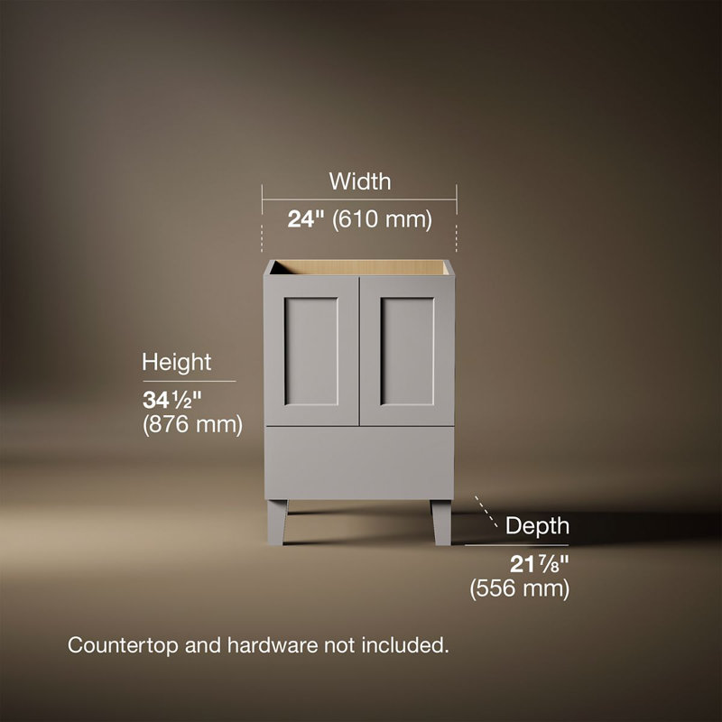 Poplin® Tones 24" Single Bathroom Vanity Base Only, Mohair Gray