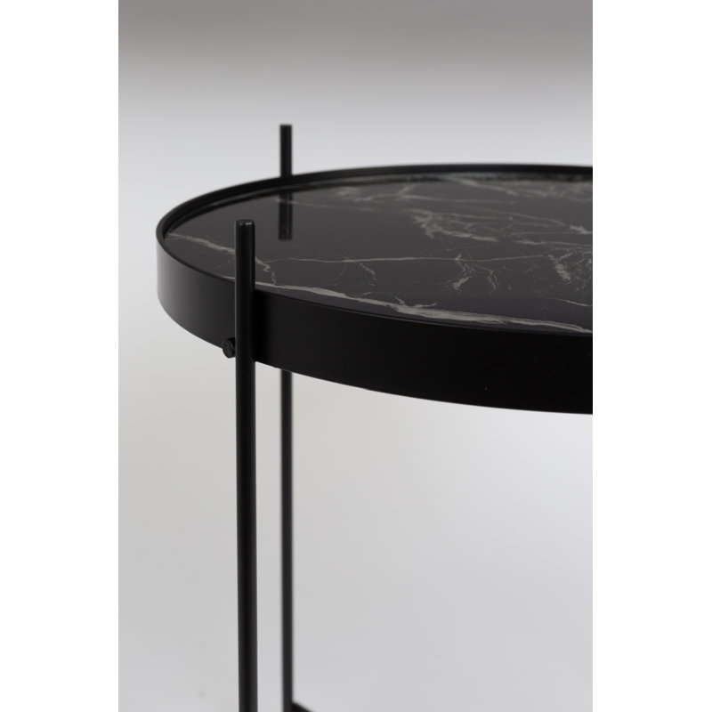 Cupid Glass End Table, Black, 16"H x 25"W x25"D