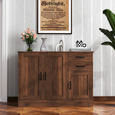 Modern Wood Buffet Sideboard With 2 Doors&1 Storage And 2Drawers -Entryway Serving Storage Cabinet Doors-Dining Room Console, 43.3 Inch
