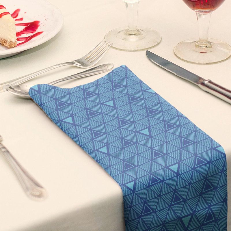 Jordao Cotton Abstract Square Napkin, Blue/Sky Blue, 0.1" H x 10" W x 10" D