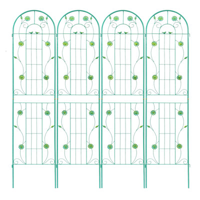 Paquet de 4 treillis de jardin en métal 86,7 po x 19,7 po antirouille pour plantes grimpantes pour l'extérieur