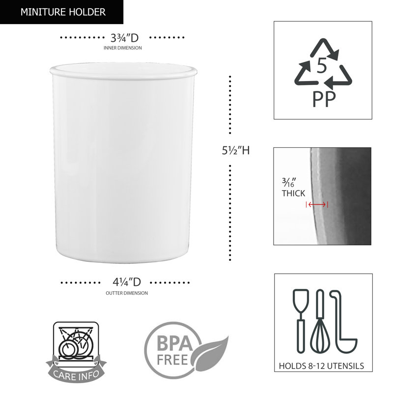 Plastic Utensil Crock, White