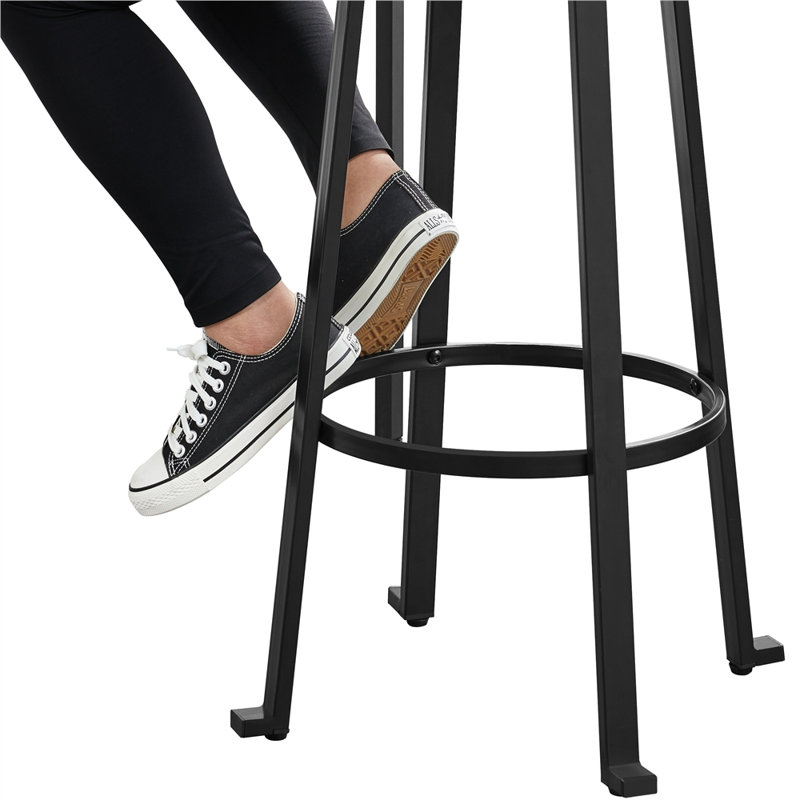 Khadijah Counter Stool with Iron Frame, Rustic Brown, Bar Stool (29.5” Seat Height)