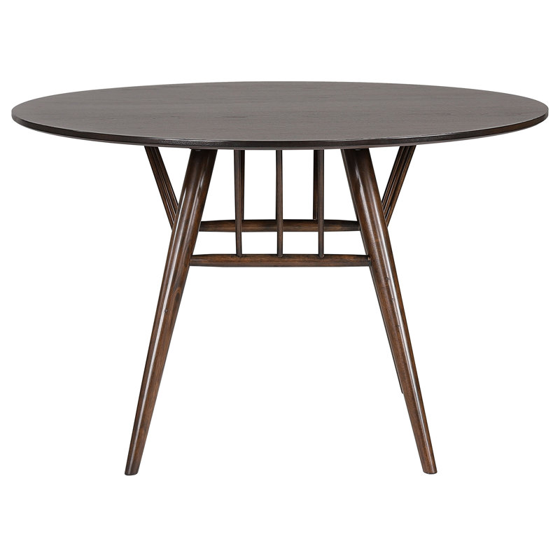 Table de salle à manger ronde en bois noyer foncé 53 pouces
