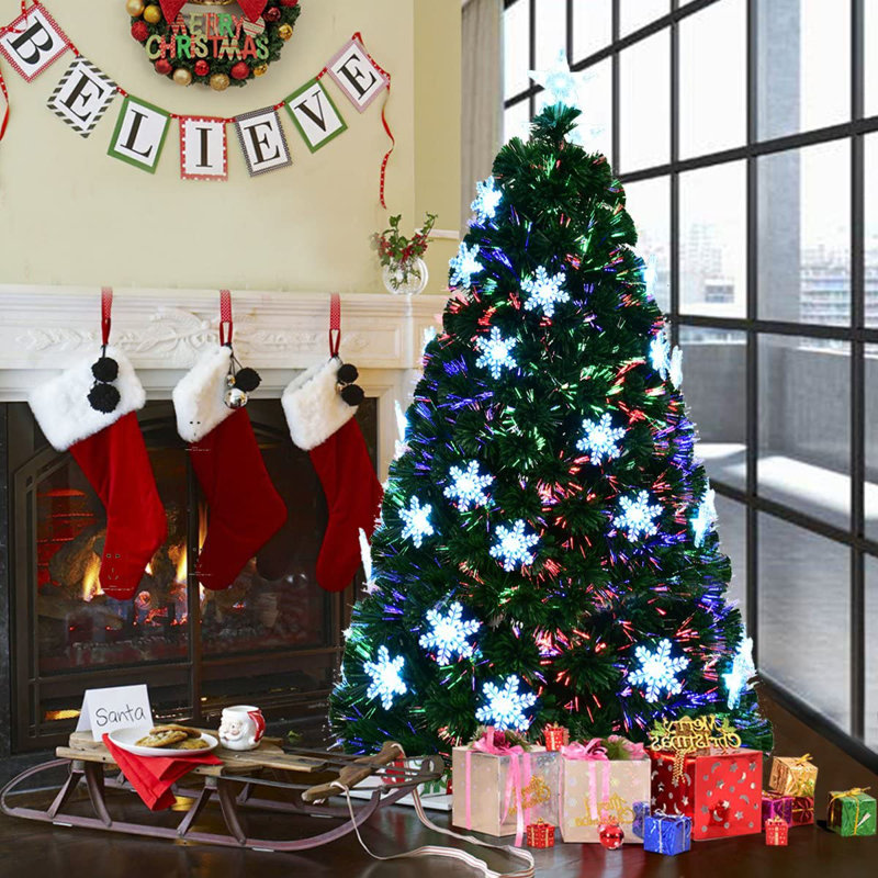 Lighted Artificial Pine Christmas Tree, 180cm H x 78cm W x 78cm D