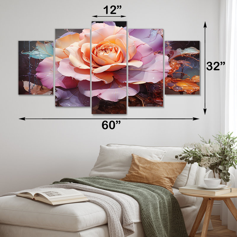 «Pink Misty Rose Spectrum», art mural multicolore