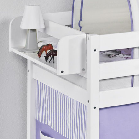 Pferde Bed Frames Mid Sleeper Loft Bed by Lilokids, 90cm W x 200cm L, Purple/​Beige