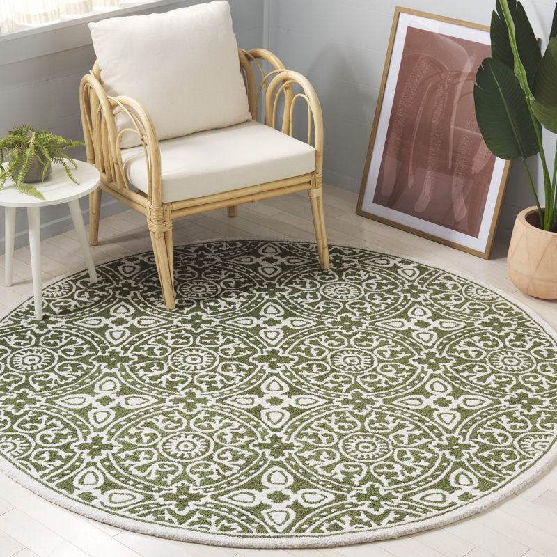 Tapis Metro256 vert / ivoire, Rond 6 pi