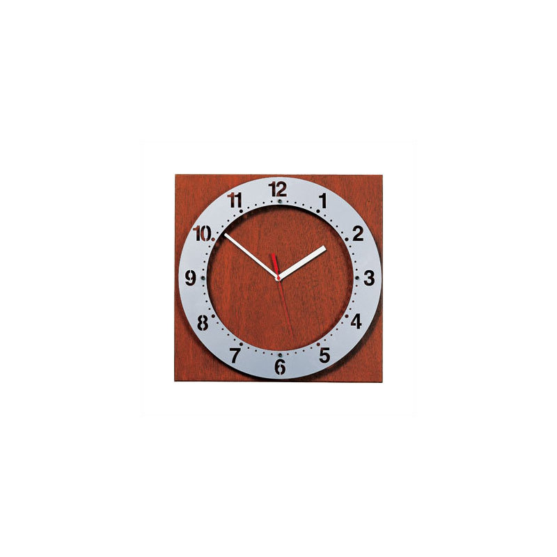 Horloge murale 15 po Momea, Chêne Naturel, Métal aluminium, blanc