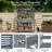 Solid Wood Outdoor Kitchen Island with Upper Hutch-122007994