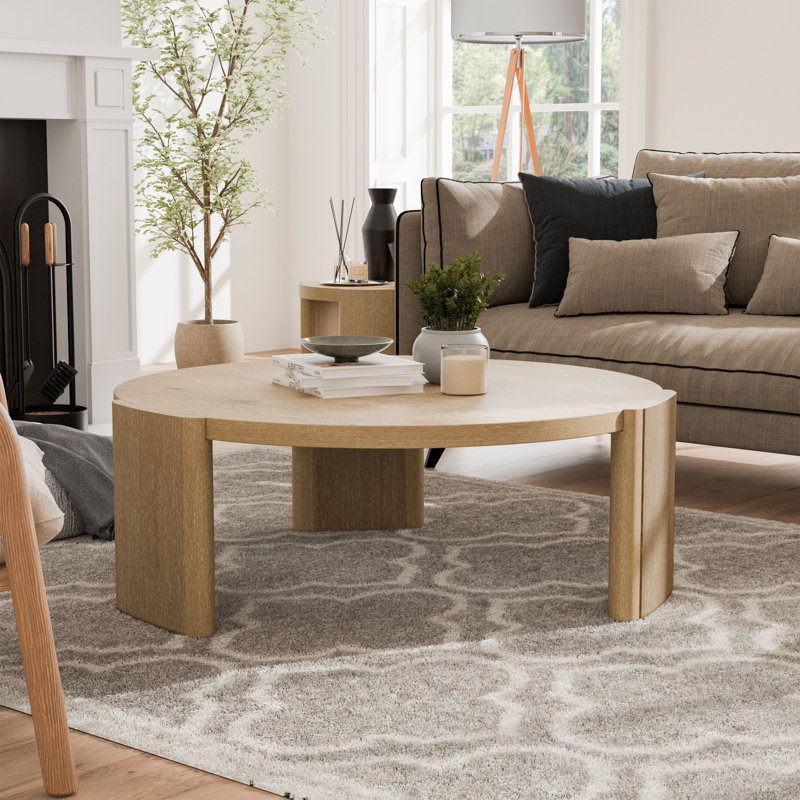 Konegan Round Solid Wood Coffee Table 