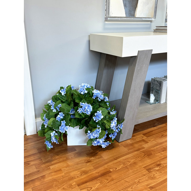 Outdoor UV Hydrangeas Arranged in Fiberstone Pot, Blue