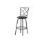 Tabouret de bar, ensemble de 2, pivotant, hauteur de bar, métal noir, aspect cuir, contemporain, moderne