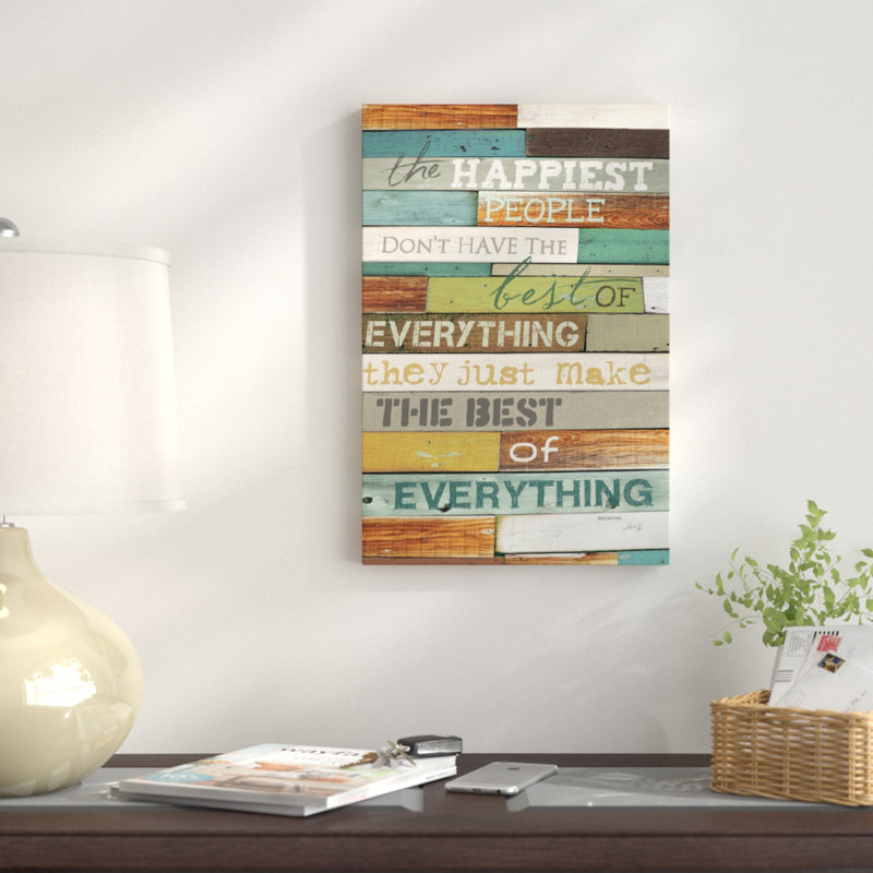 « the le plus heureux », art textuel sur toile tendue