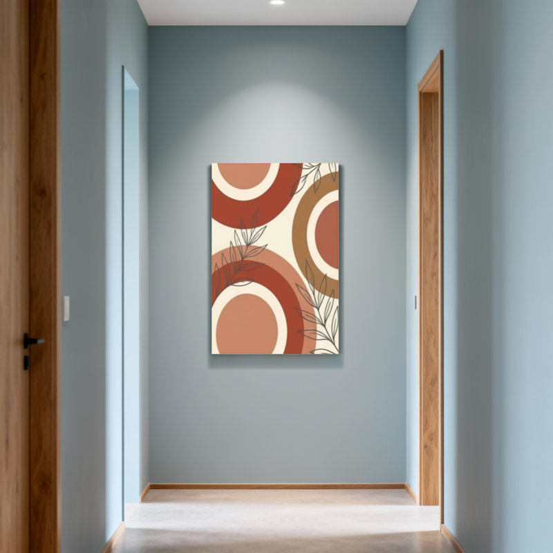 Abstract Earth Tones Circles And Leaves Pattern