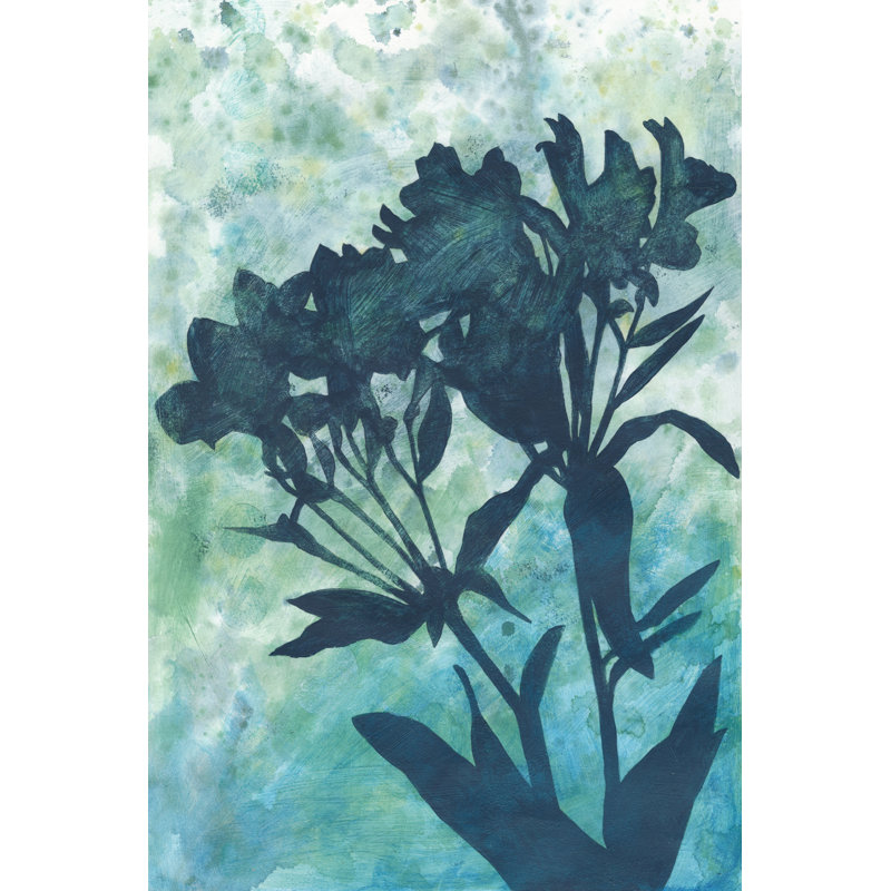 Indigo Floral Silhouette II by Megan Meagher - Wrapped Canvas Painting, 46cm H x 30cm W x 3.8cm D