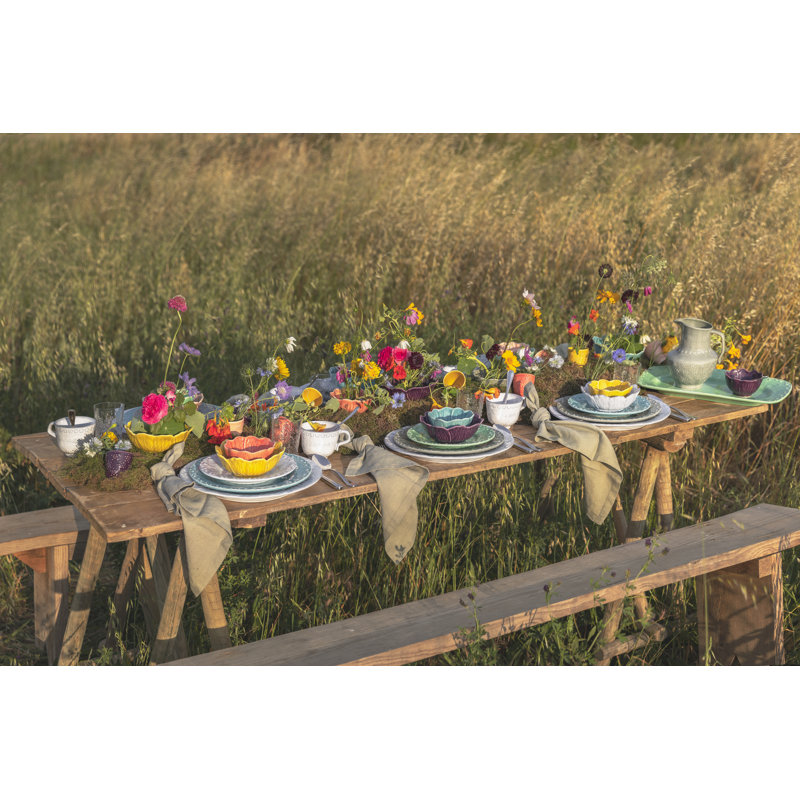 Flora Earthenware Salad/Dessert Plate, Blue