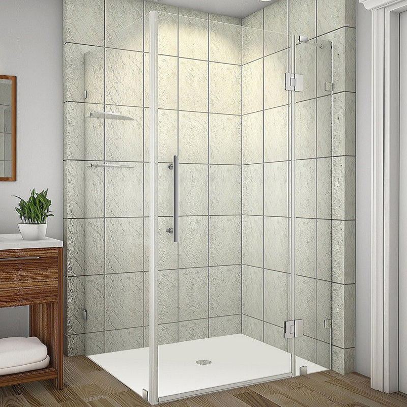 Avalux GS 42" x 72" Rectangle Hinged Shower Enclosure, Stainless Steel