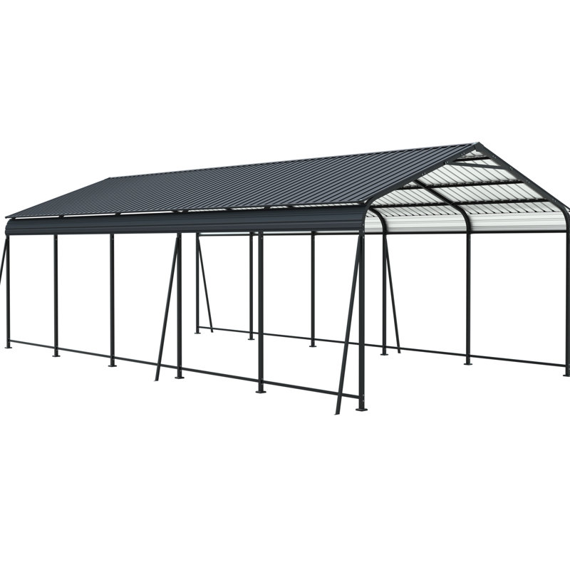 1326.5 Ft Heavy Duty Carport, Galvanized Steel Roof And Frame, Reinforced Base For Stability In Harsh Weather, Vertical Stripe Snow Rain Removal Large Carport Driveway, Frame With Powder Coating,
