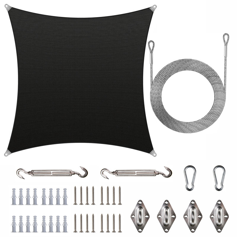 Voile d'ombrage carré renforcé, Noir, 20 pi x 20 pi
