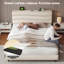 Base de lit plateforme moderne rembourrée avec tête de lit rembourrée réglable, tablette de rangement supérieure et station de charge intégrée, aucun sommier requis-355687627-355687621