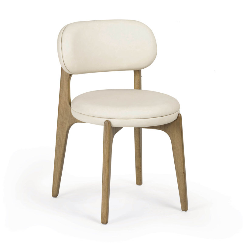 Chaise en cuir végétalien performance performance crème Lucas